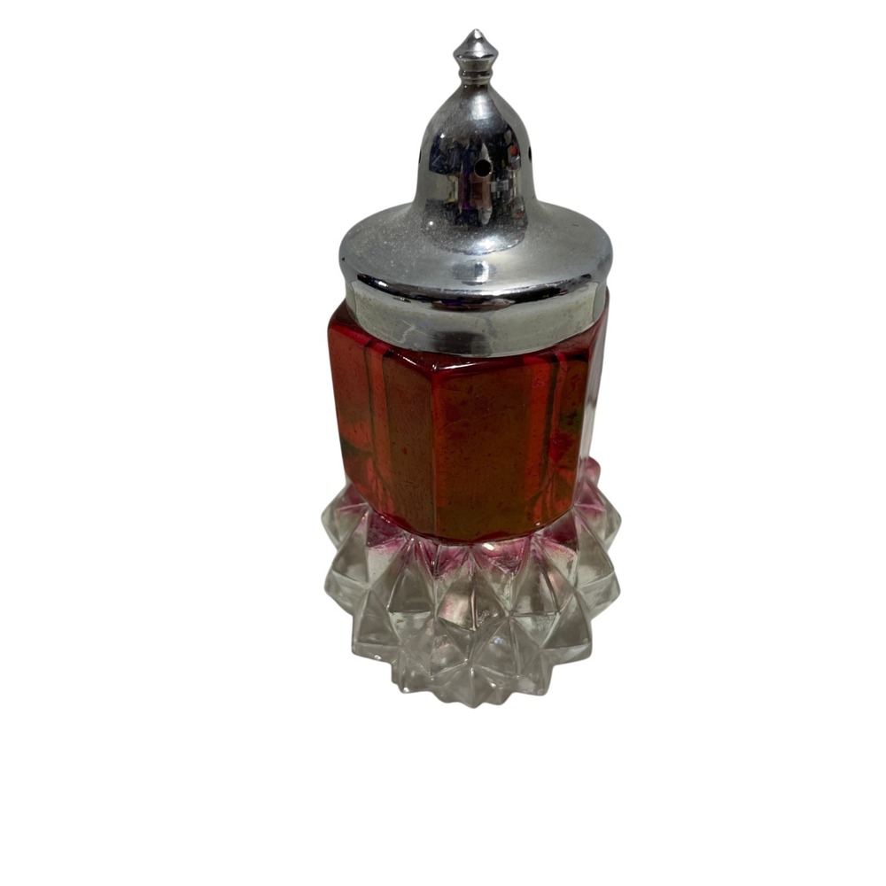 Indiana Glass Diamond Point Ruby Red Flash Salt or‎ Pepper Shaker